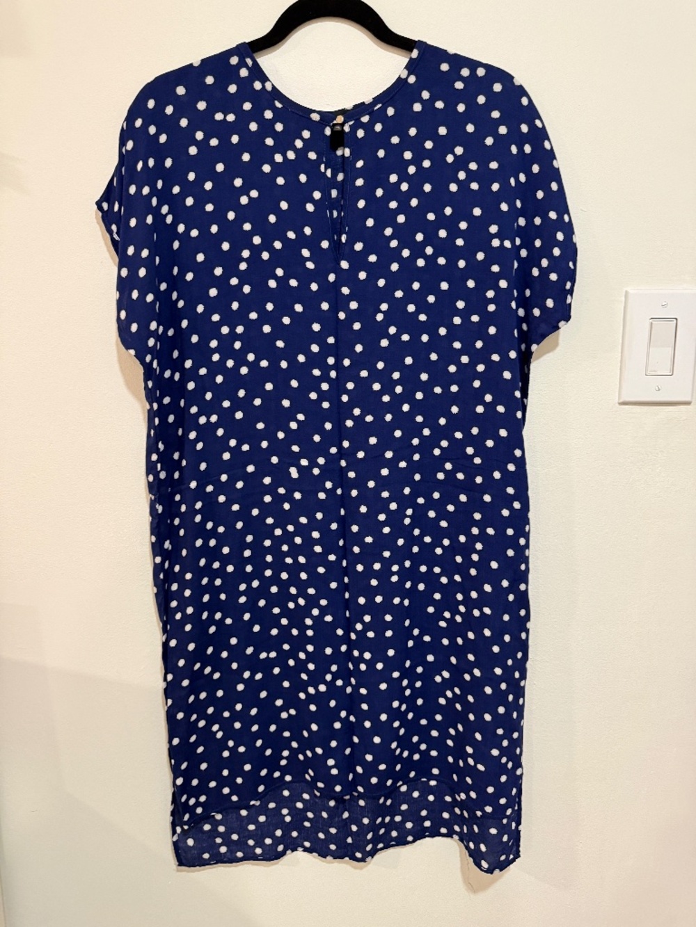 Polka Dot Shift Dress, Blue & White, US Large